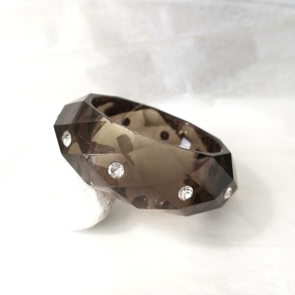 Nwt chunky statement bangle bracelet grey with crystals - Picture 4 of 4